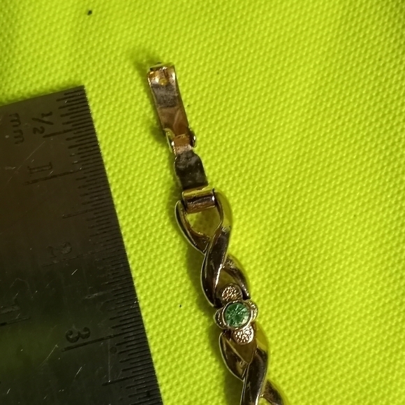 Goldtone multi color link Crystal chain bracelet - Picture 4 of 8